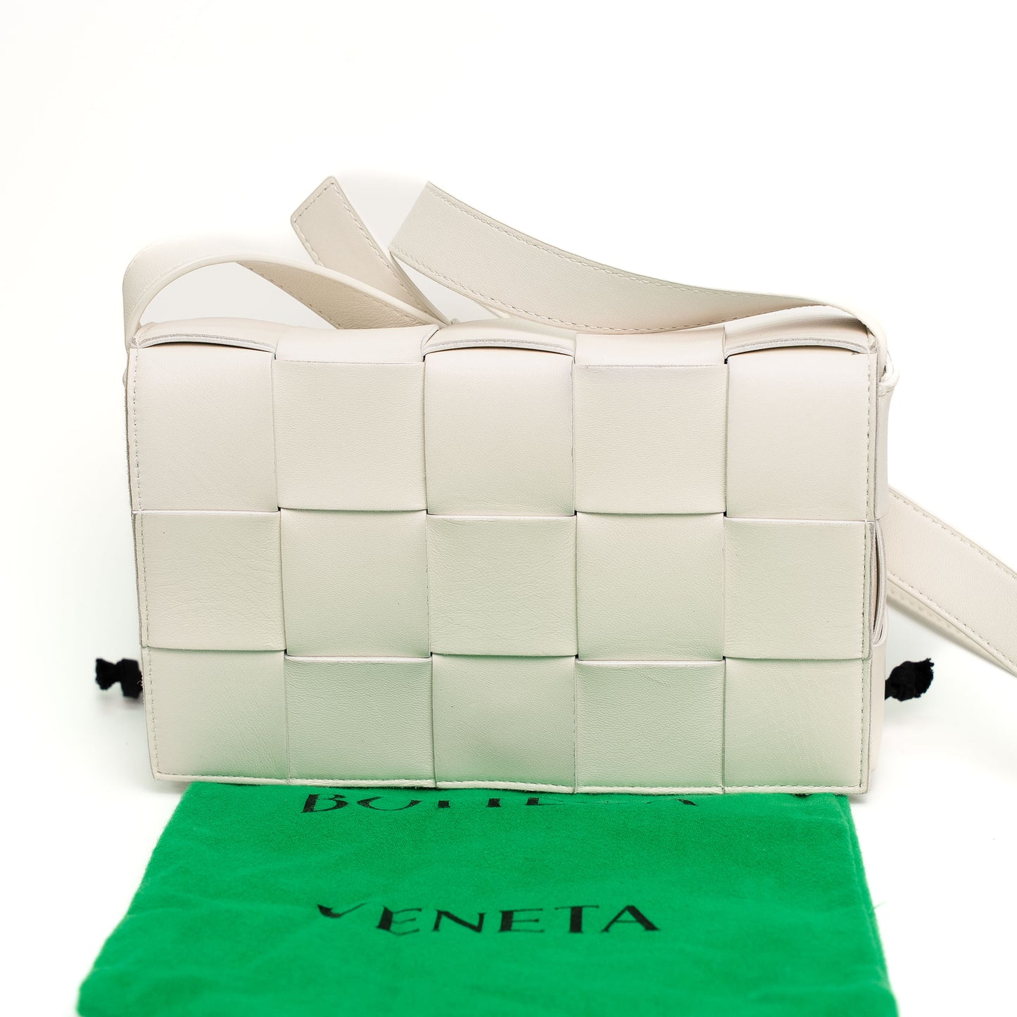 Bottega Veneta White Intrecciato Leather Crossbody Shoulder Bag