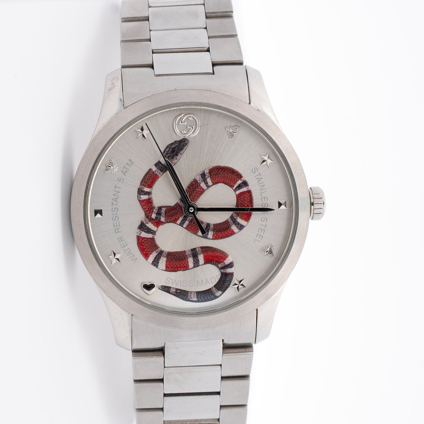 Gucci Stainless Steel Snake Dial Watch