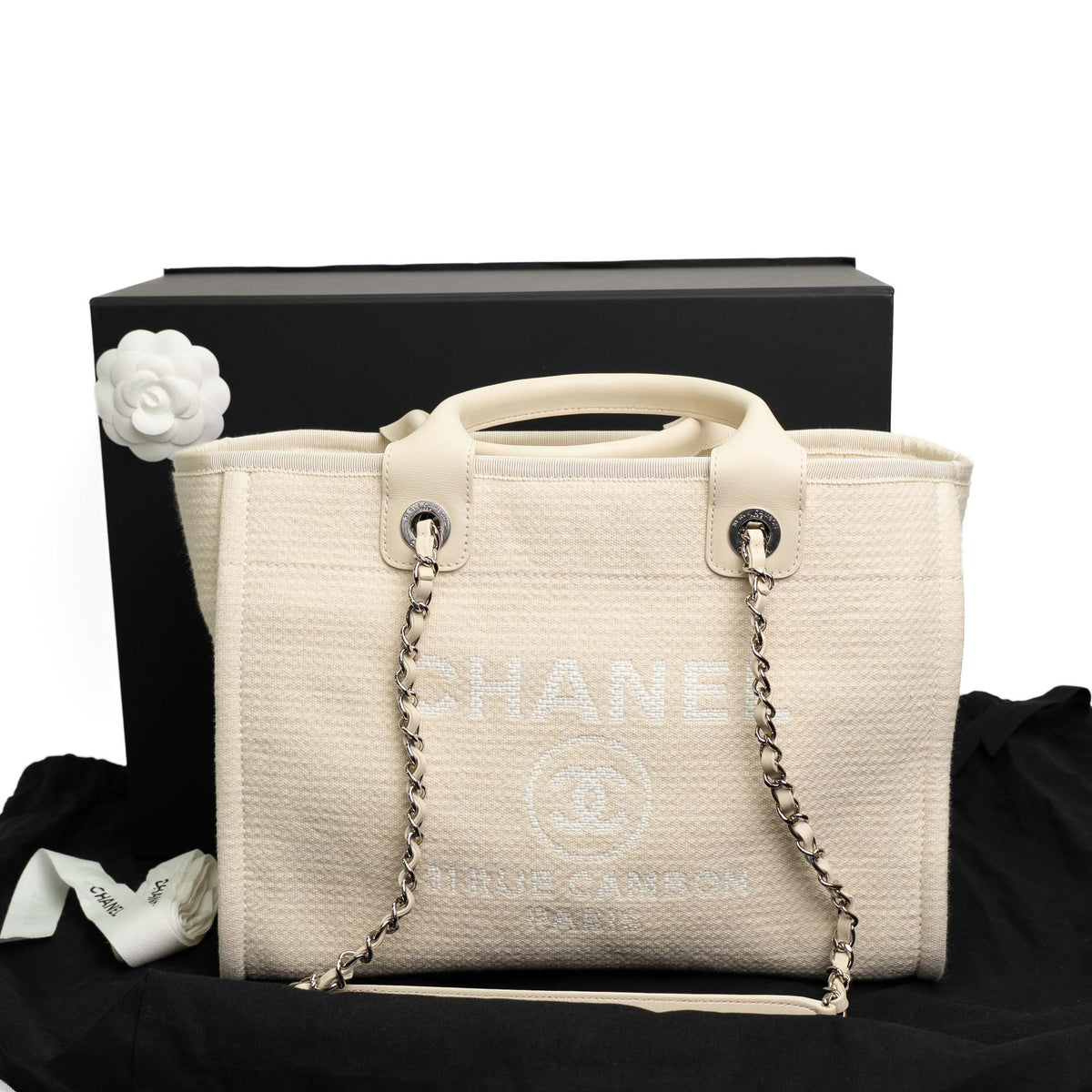 Chanel Small Deauville Canvas Shopping Tote
