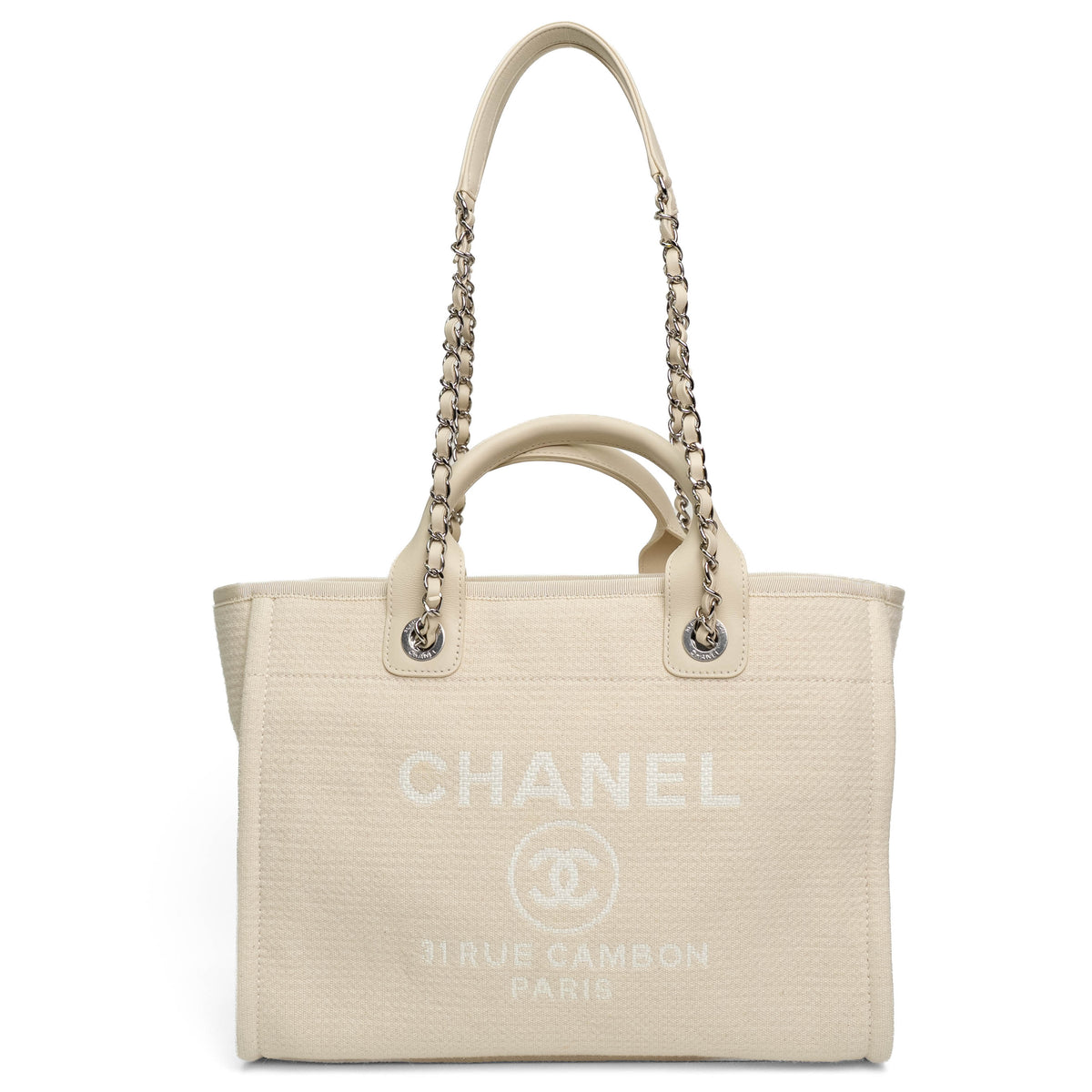Chanel Small Deauville Canvas Shopping Tote