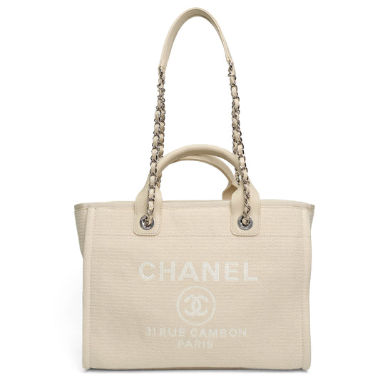 Chanel Small Deauville Canvas Shopping Tote