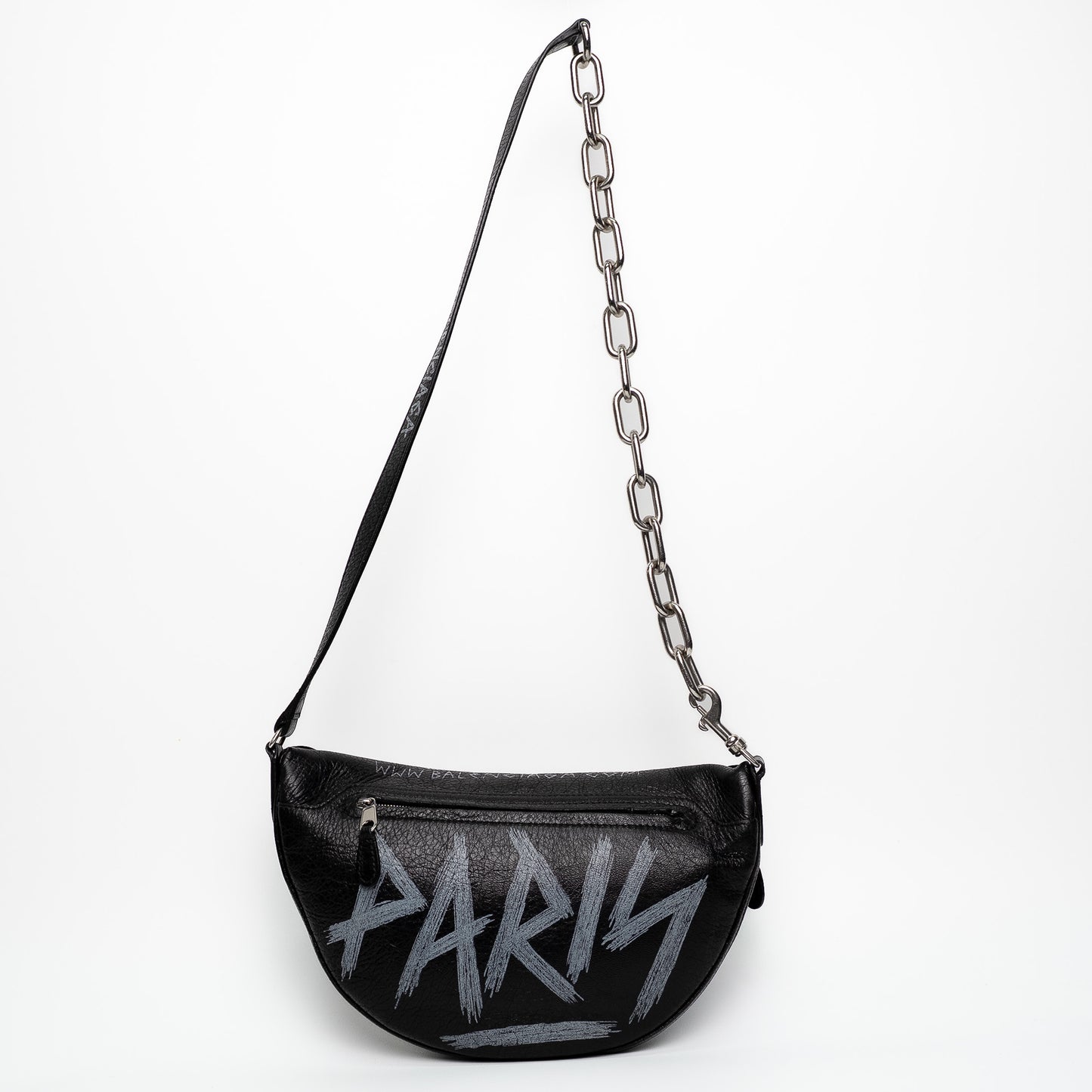 Balenciaga Souvenir Graffiti Black Leather Belt Bag