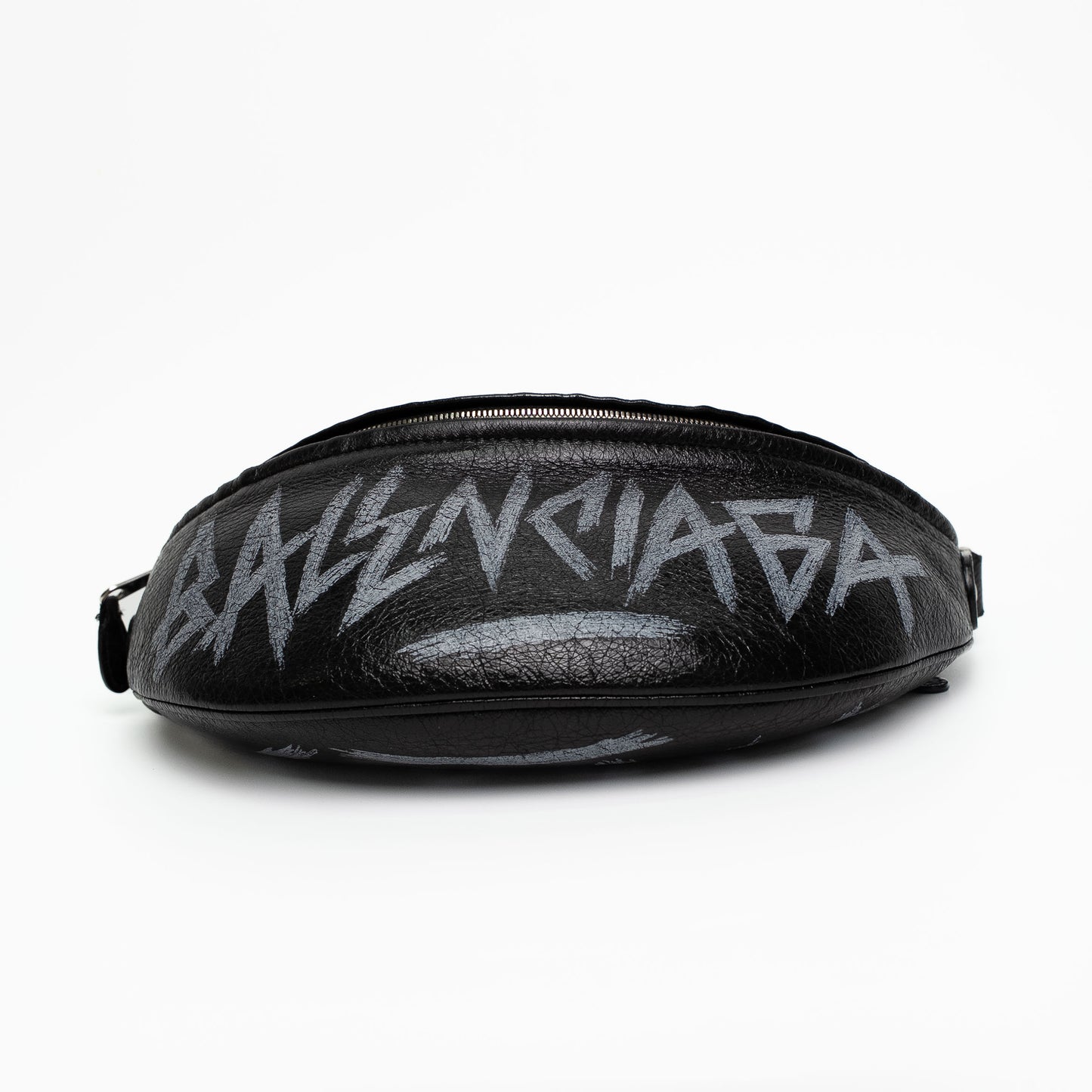 Balenciaga Souvenir Graffiti Black Leather Belt Bag