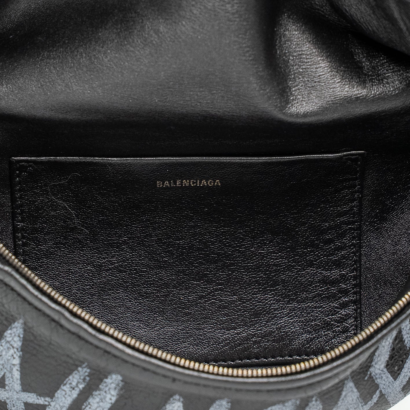 Balenciaga Souvenir Graffiti Black Leather Belt Bag