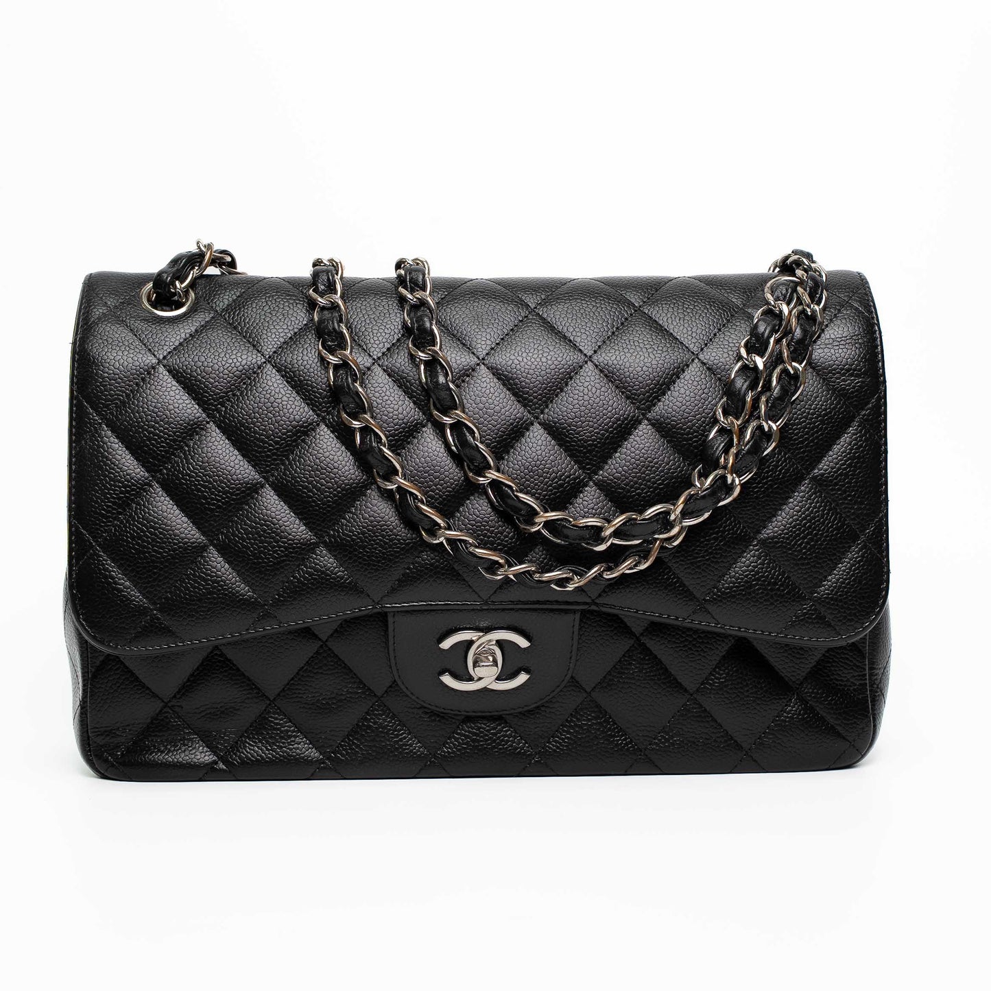 Chanel Classic Flap Jumbo Black Caviar Leather Shoulder Bag