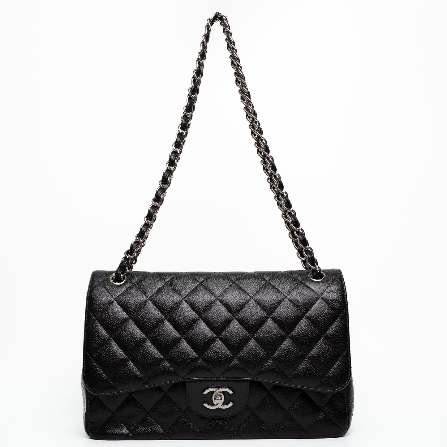 Chanel Classic Flap Jumbo Black Caviar Leather Shoulder Bag
