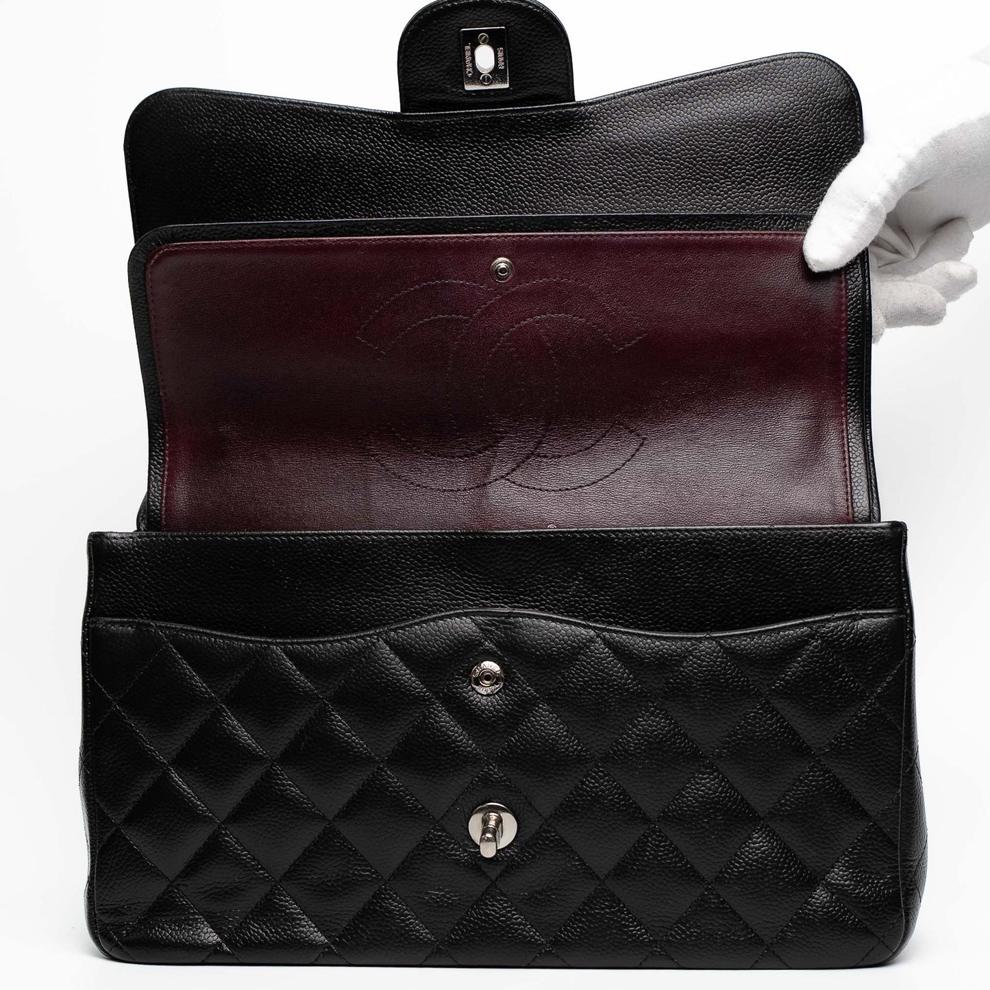 Chanel Classic Flap Jumbo Black Caviar Leather Shoulder Bag
