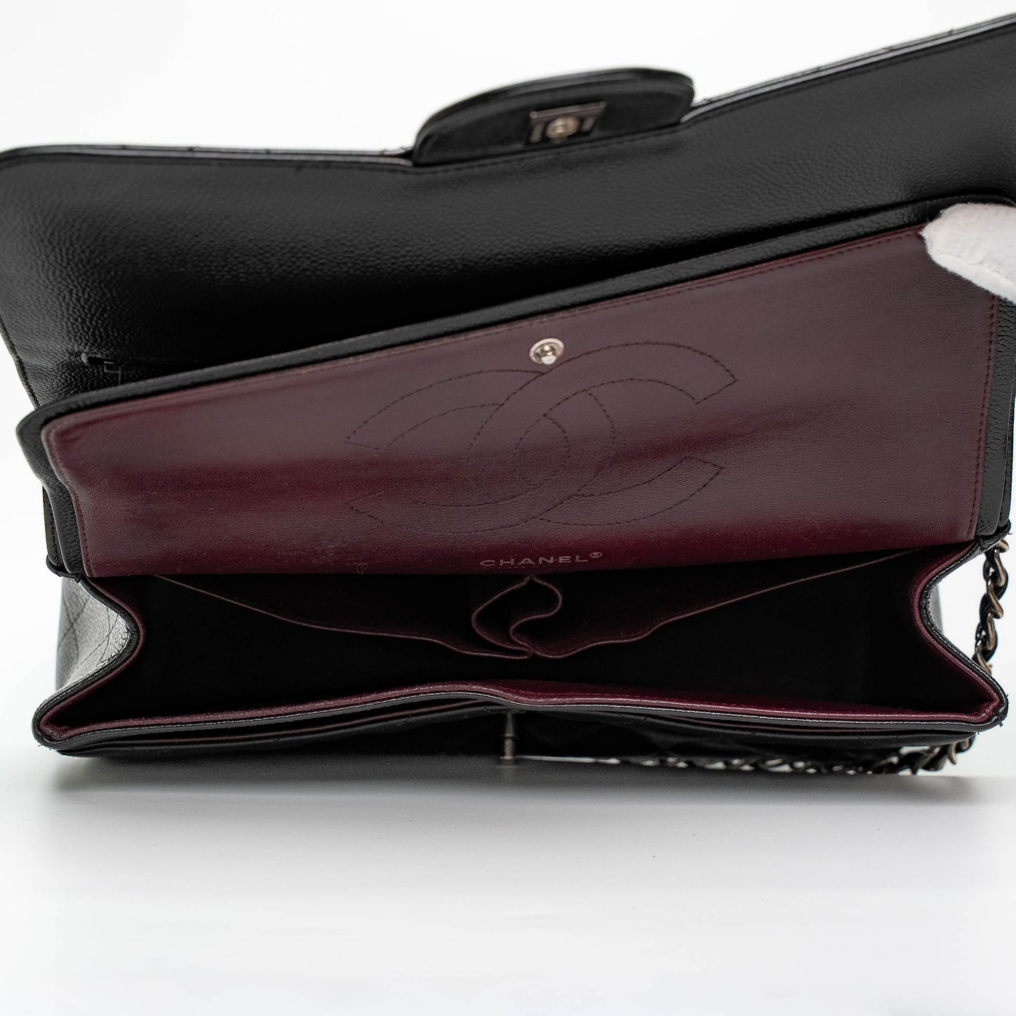 Chanel Classic Flap Jumbo Black Caviar Leather Shoulder Bag