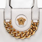 Versace La Medusa White Grained Leather Mini Tote Bag