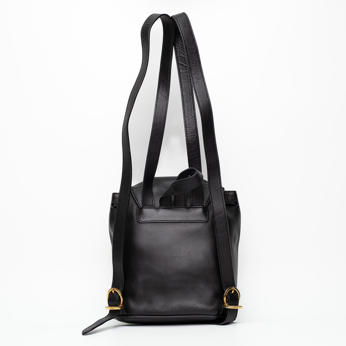 Salvatore Ferragamo Gancini Black Leather Mini Backpack Bag