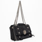 Balmain Paris Black Suede Medallion Chain Shoulder Flap Bag