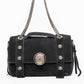 Balmain Paris Black Suede Medallion Chain Shoulder Flap Bag