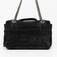 Balmain Paris Black Suede Medallion Chain Shoulder Flap Bag