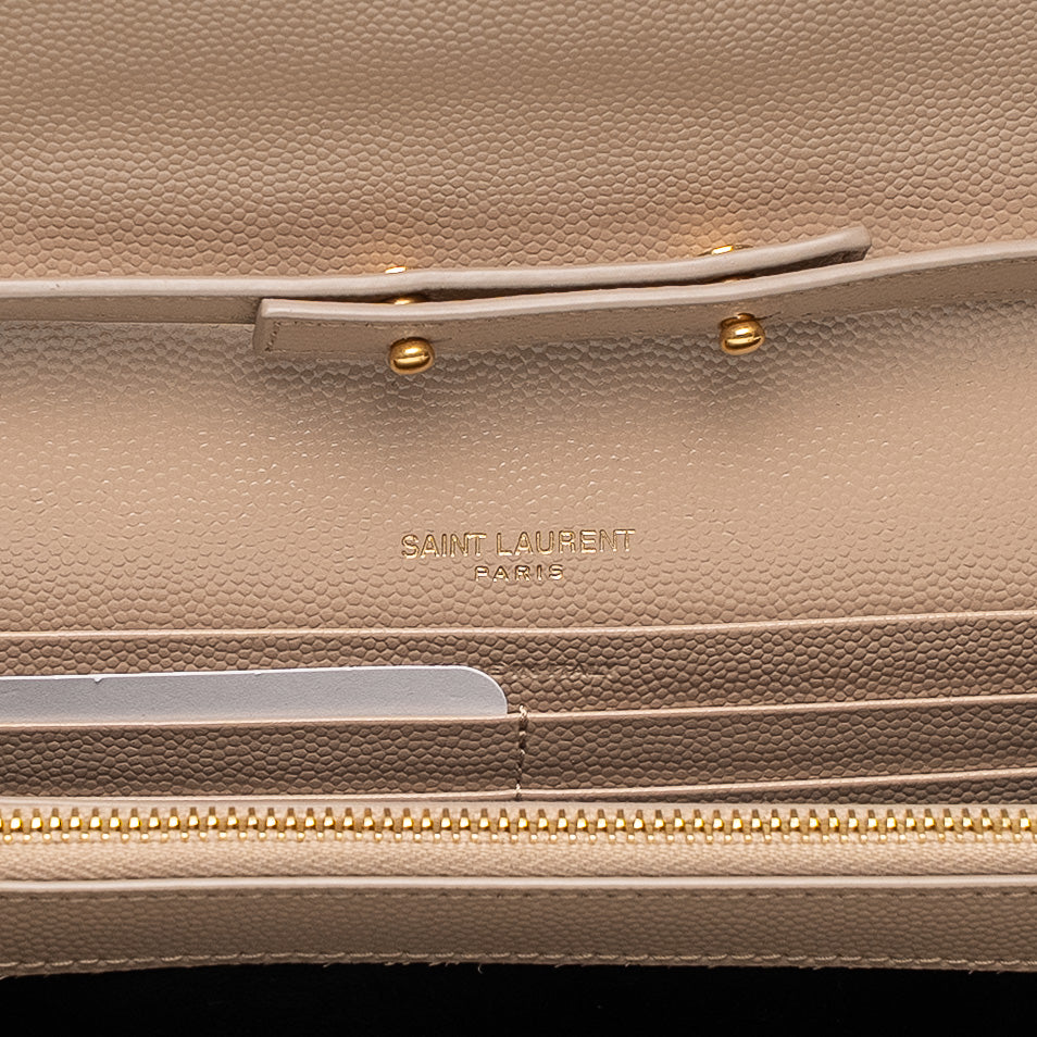 Saint Laurent Timeless Chain Purse Beige Quilted Leather Bag