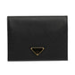 Prada Black Saffiano Leather Lips Passport Holder