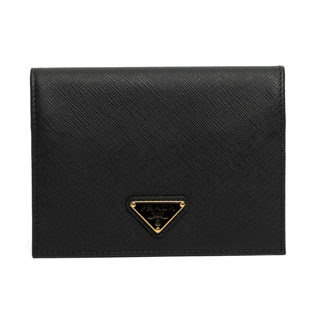 Prada Black Saffiano Leather Lips Passport Holder