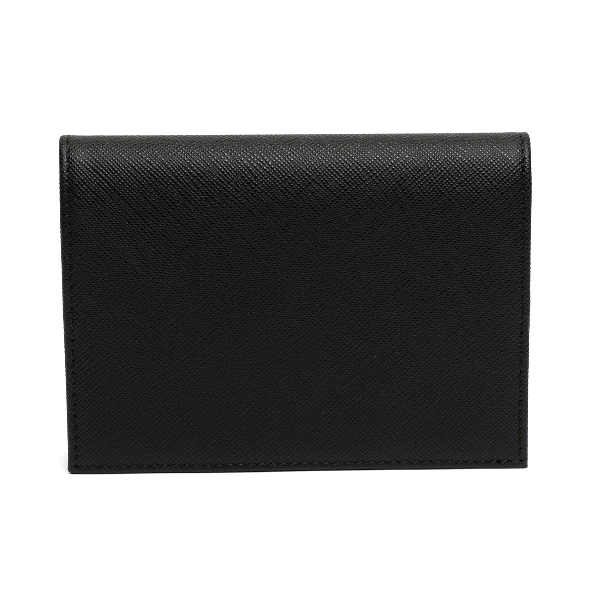 Prada Black Saffiano Leather Lips Passport Holder