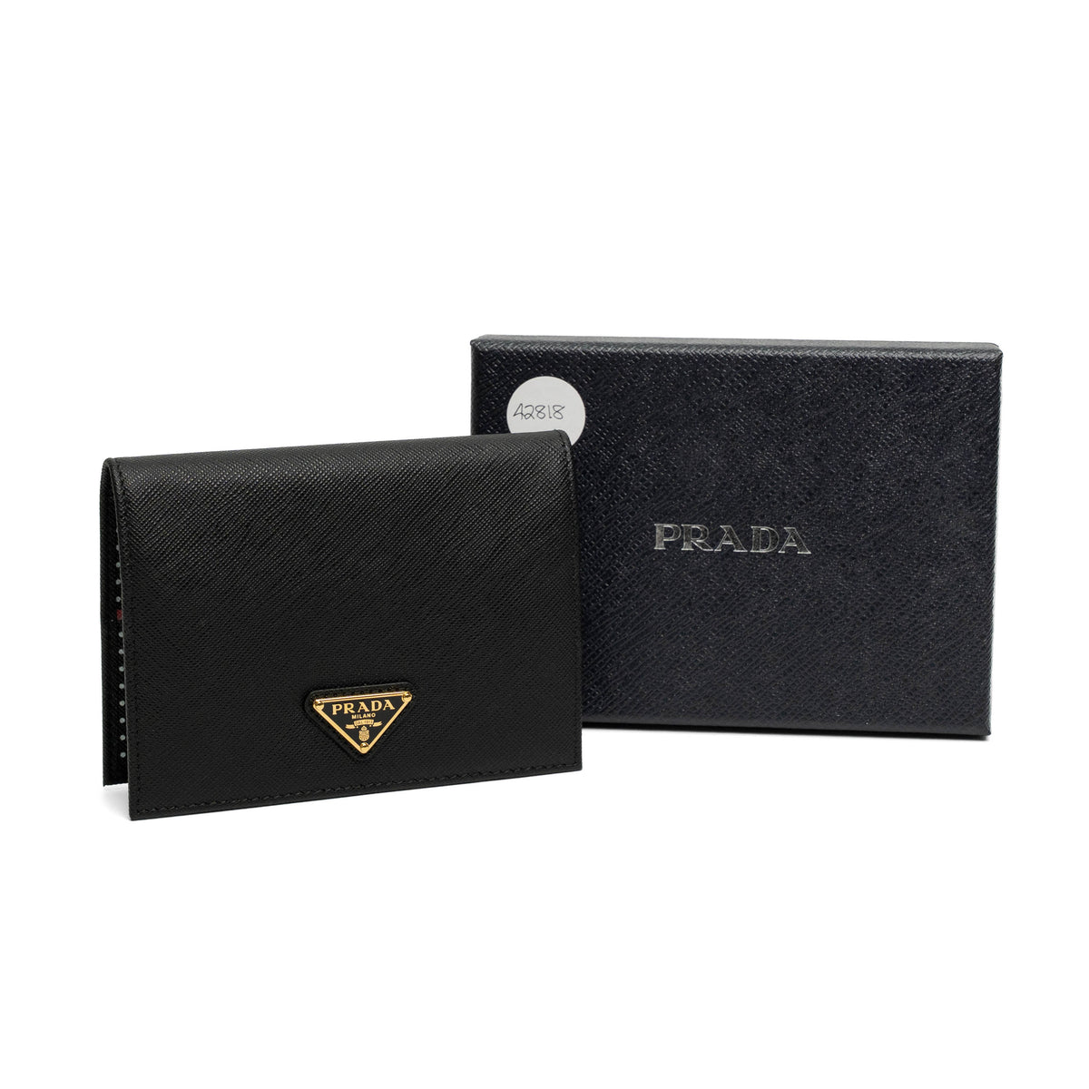 Prada Black Saffiano Leather Lips Passport Holder