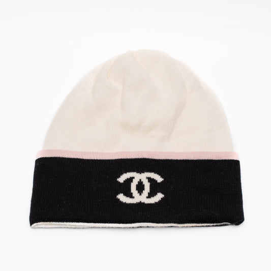 Chanel CC Logo Cashmere Knit Beanie