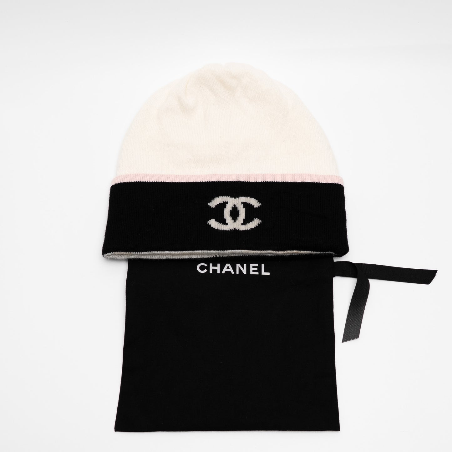 Chanel CC Logo Cashmere Knit Beanie