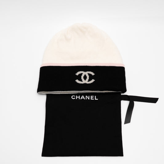 Chanel CC Logo Cashmere Knit Beanie