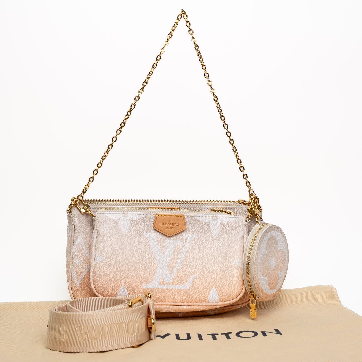 Louis Vuitton Multi Pochette Accessoires Peach Monogram Canvas Bag