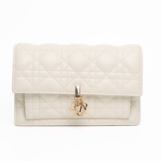 Dior My Dior Daily Latte Lambskin Chain Pouch Bag