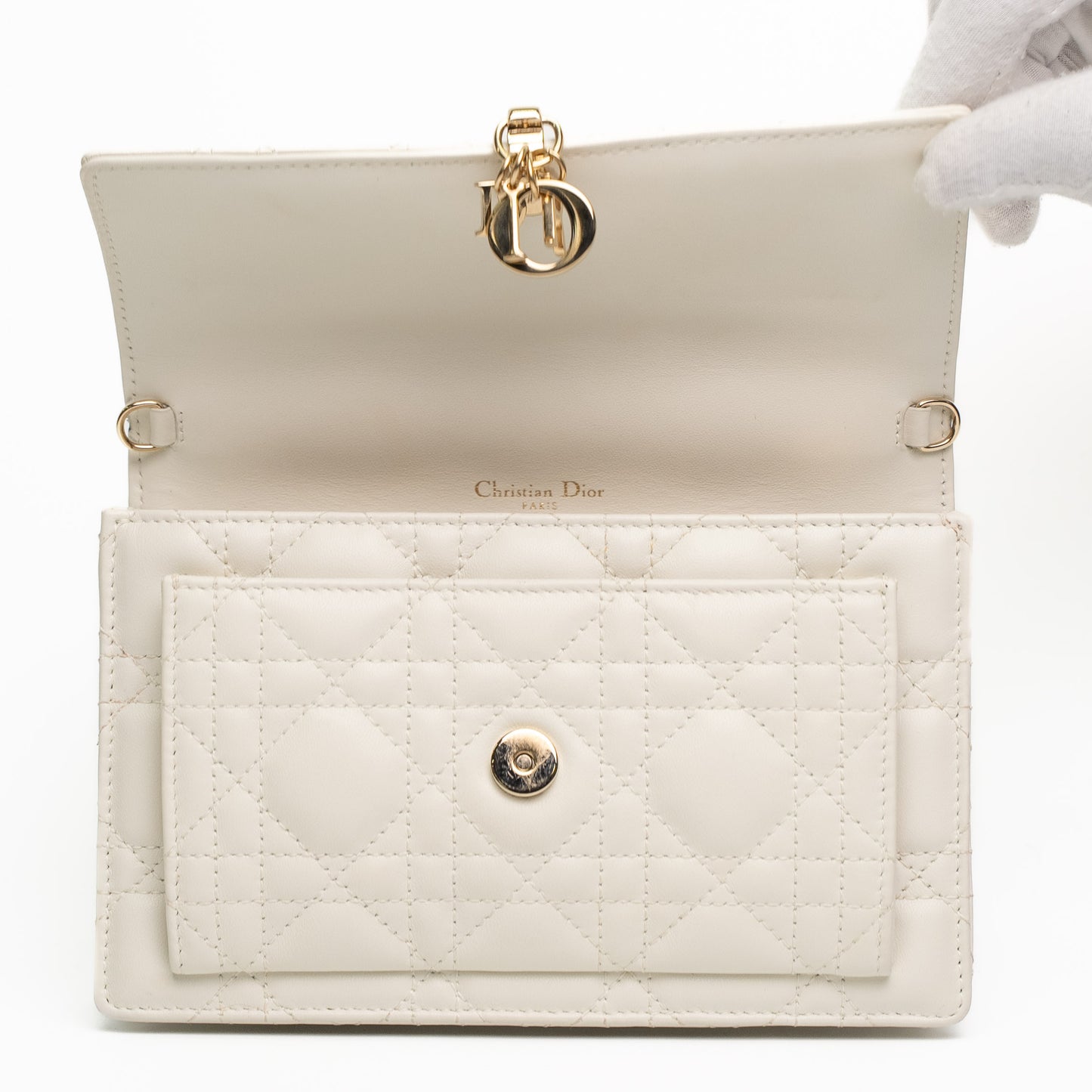 Dior My Dior Daily Latte Lambskin Chain Pouch Bag
