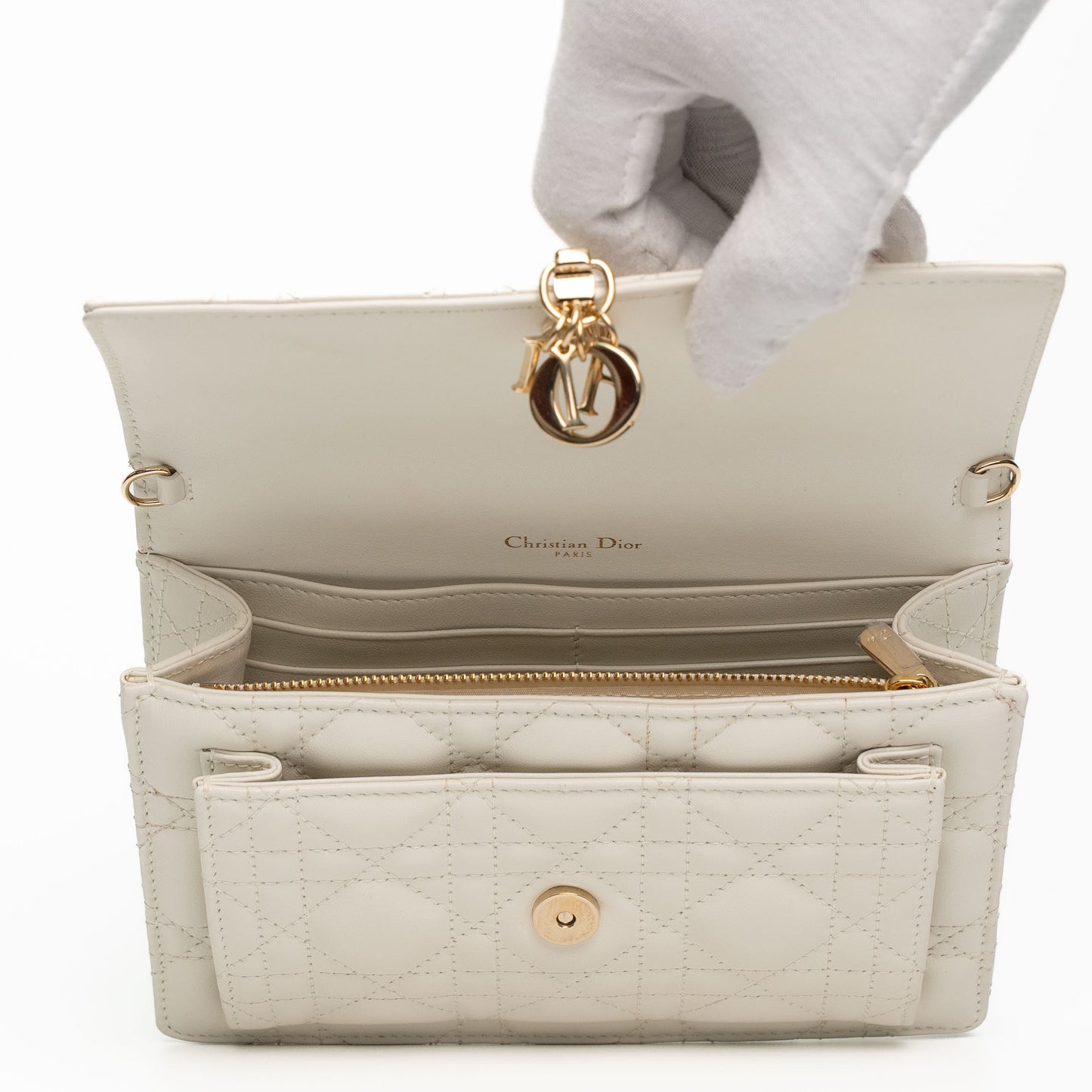 Dior My Dior Daily Latte Lambskin Chain Pouch Bag