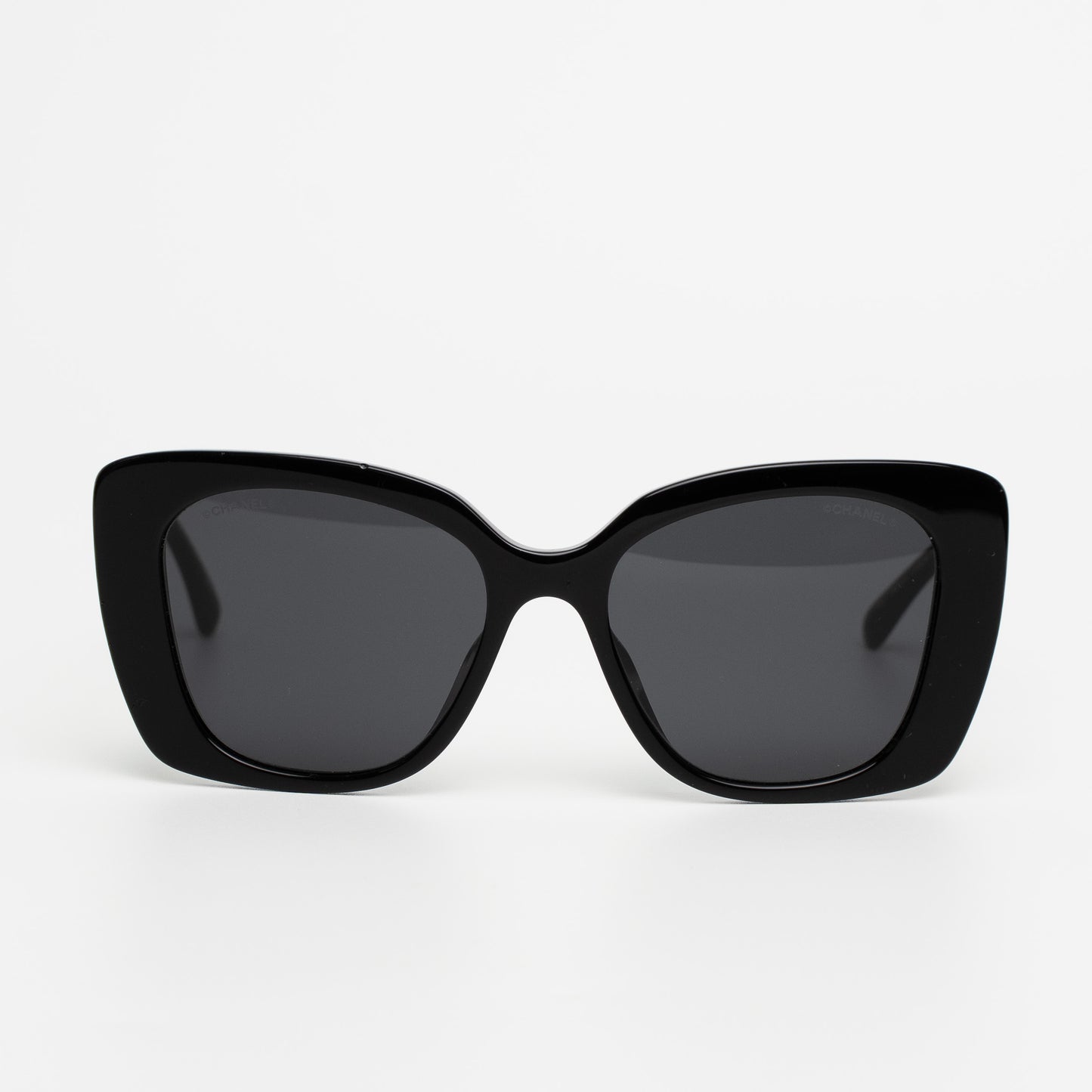 Chanel Strass Logo Temple Black Sunglasses