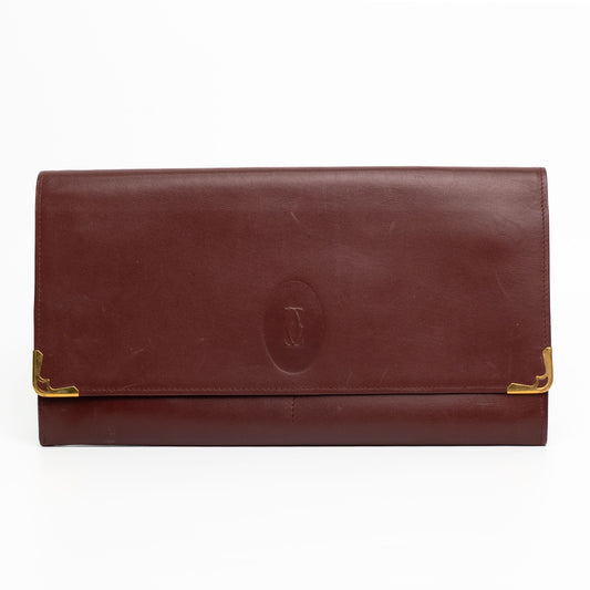 Cartier Must de Cartier Burgundy Leather Clutch