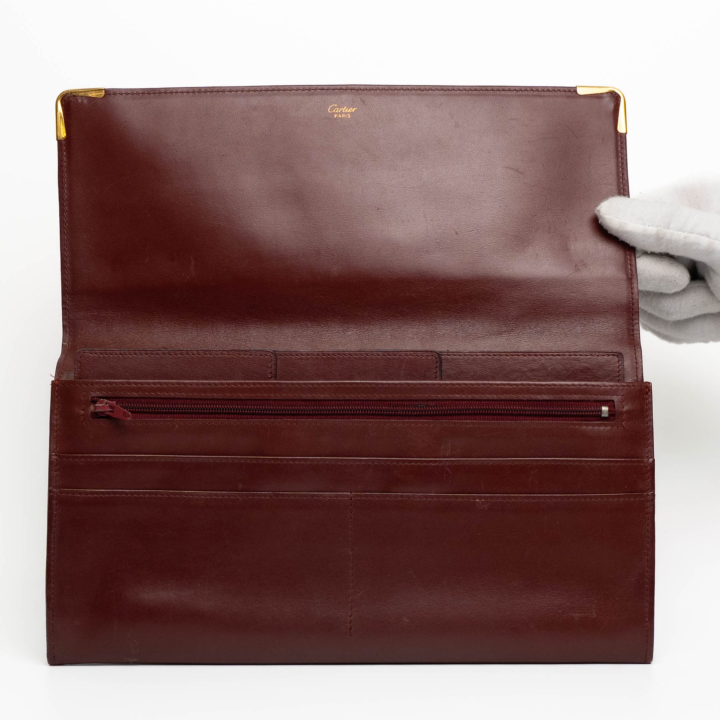 Cartier Must de Cartier Burgundy Leather Clutch