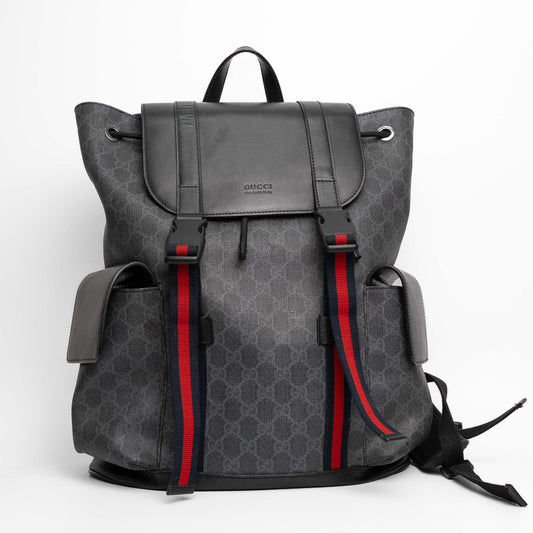 Gucci GG Supreme Web Drawstring Backpack