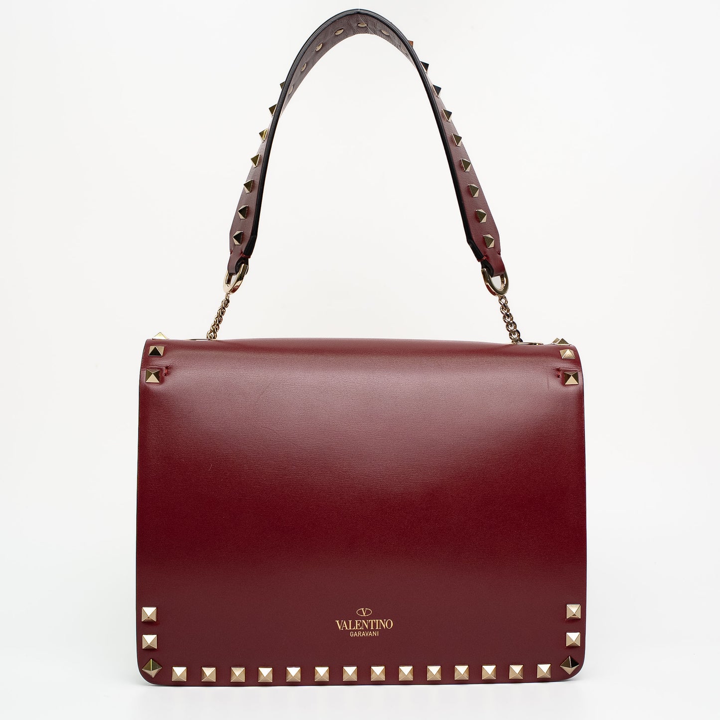 Valentino Rockstud Burgundy Leather Shoulder Bag