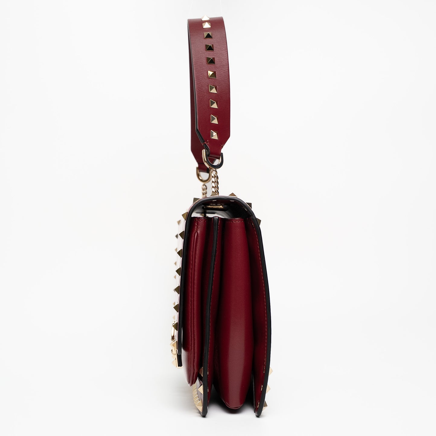 Valentino Rockstud Burgundy Leather Shoulder Bag