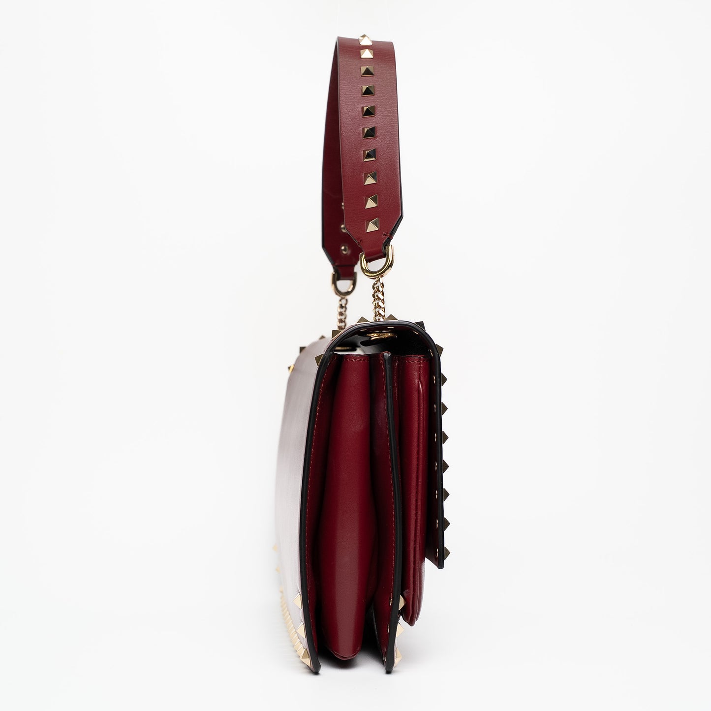 Valentino Rockstud Burgundy Leather Shoulder Bag