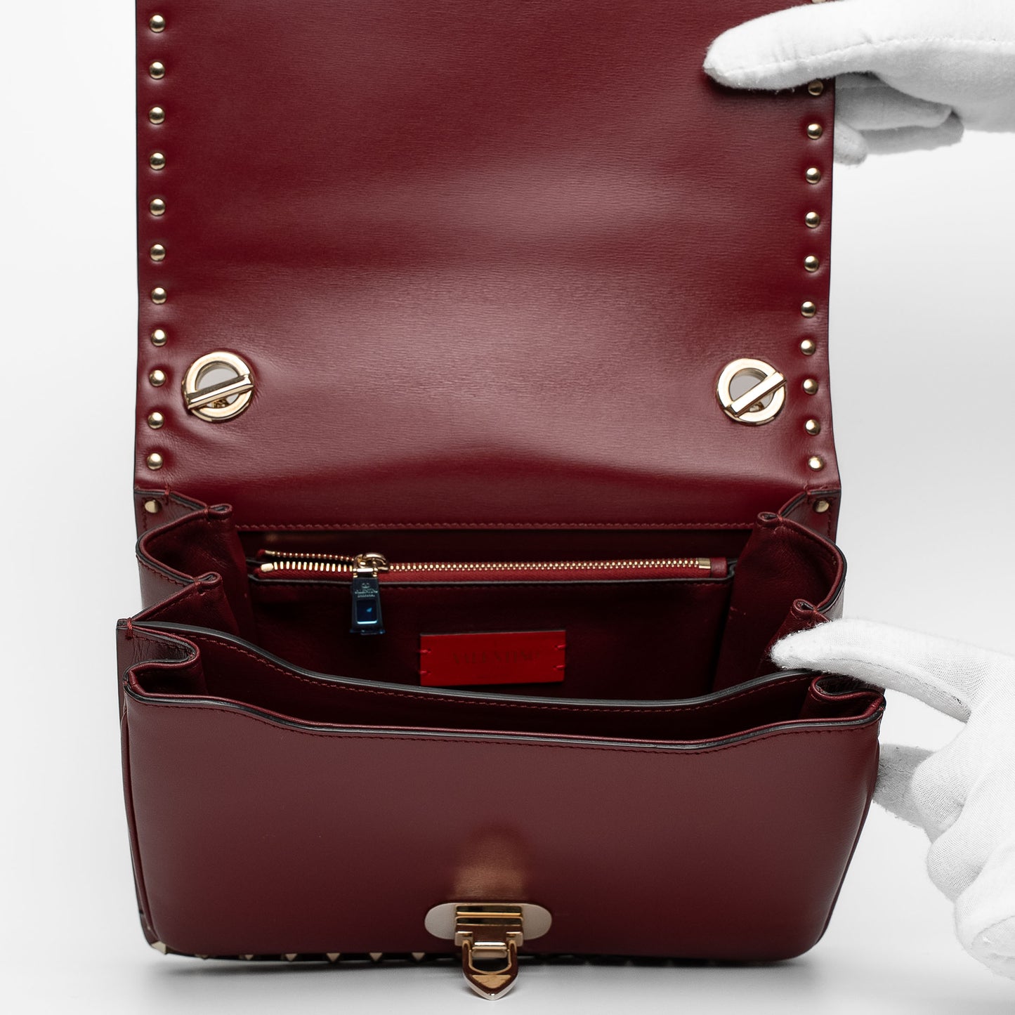 Valentino Rockstud Burgundy Leather Shoulder Bag
