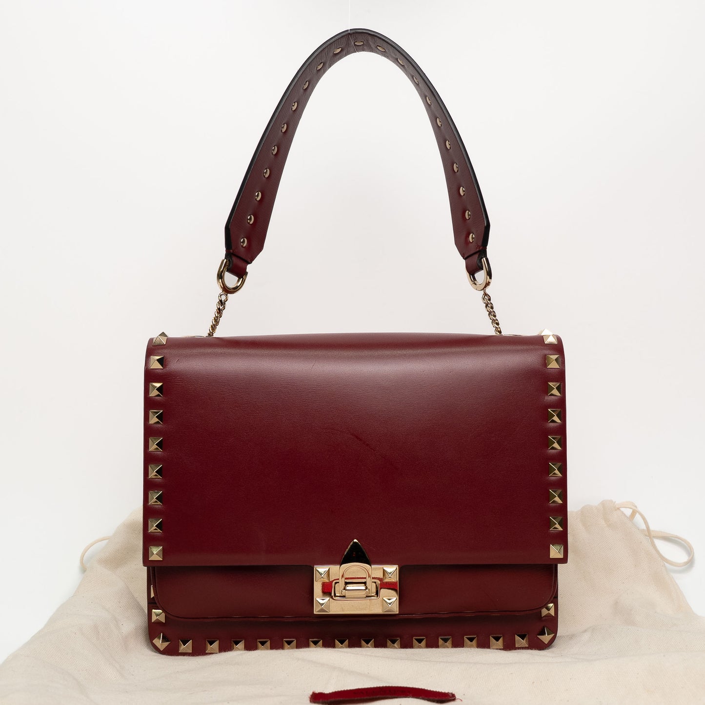 Valentino Rockstud Burgundy Leather Shoulder Bag