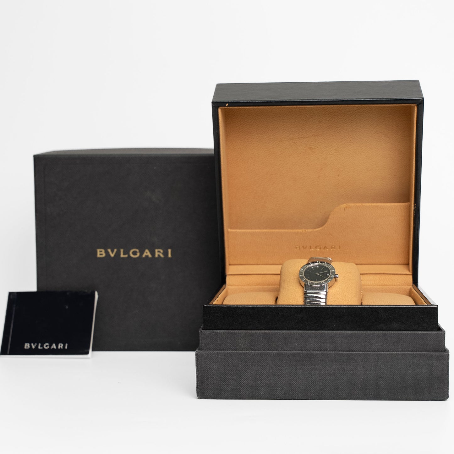 Bvlgari Bvlgari Tubogas Stainless Steel Black Dial Watch