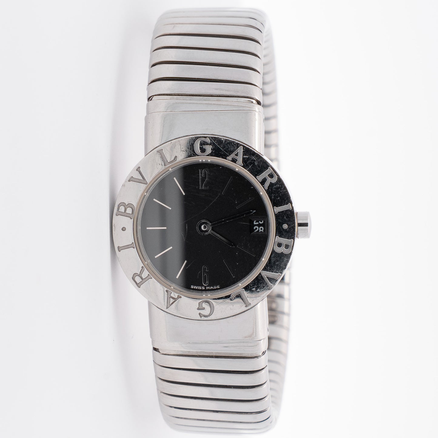 Bvlgari Bvlgari Tubogas Stainless Steel Black Dial Watch