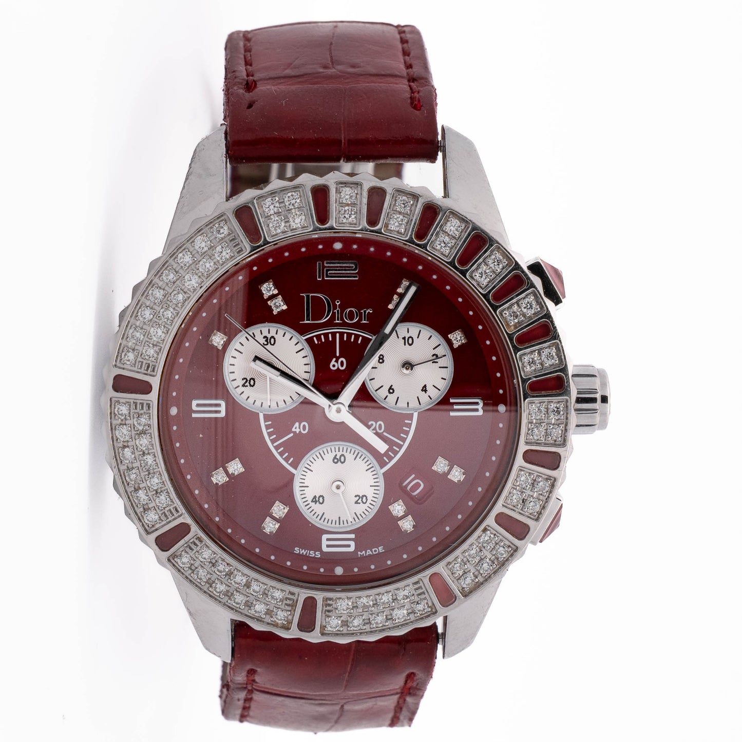 Dior Christal Red Diamond Chronograph Watch