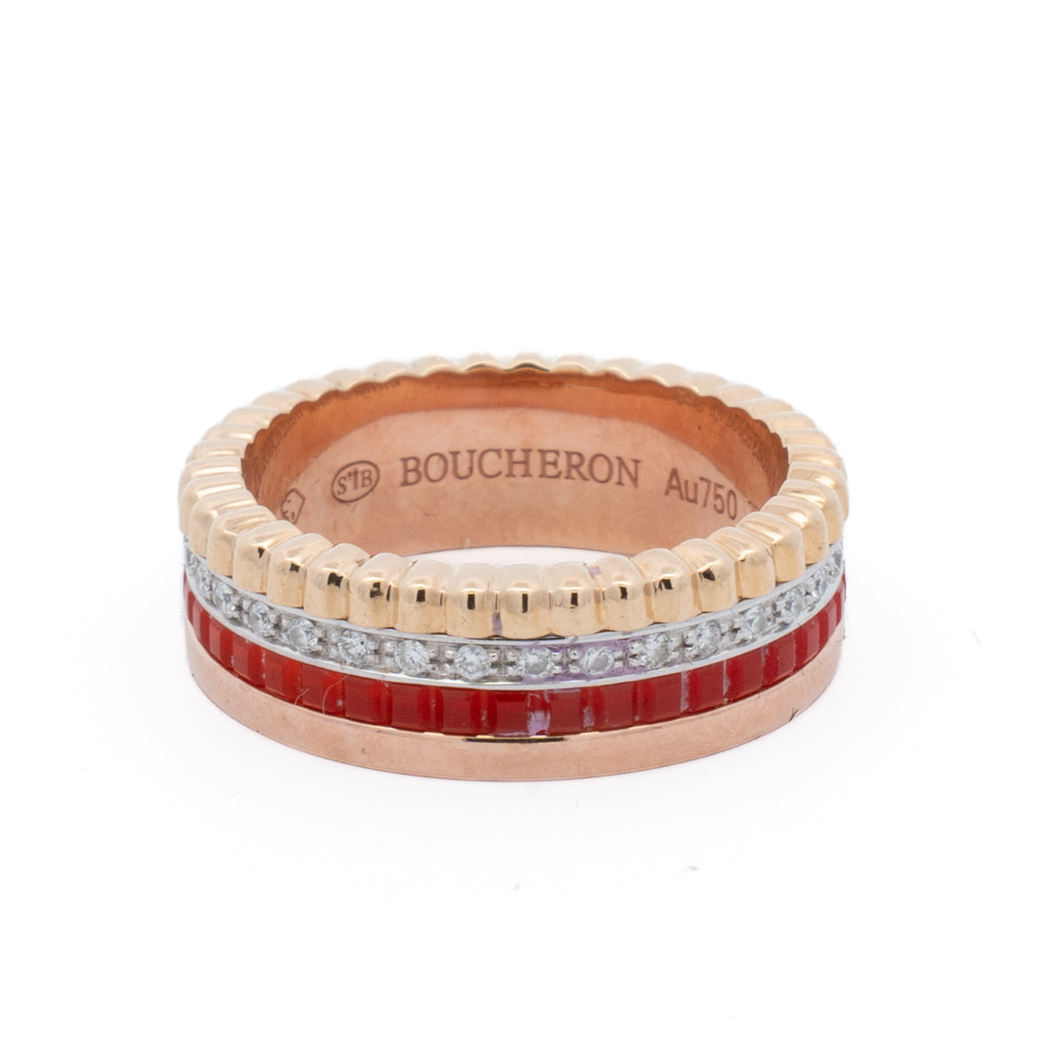 Boucheron Quatre Red Ceramic Diamond Ring