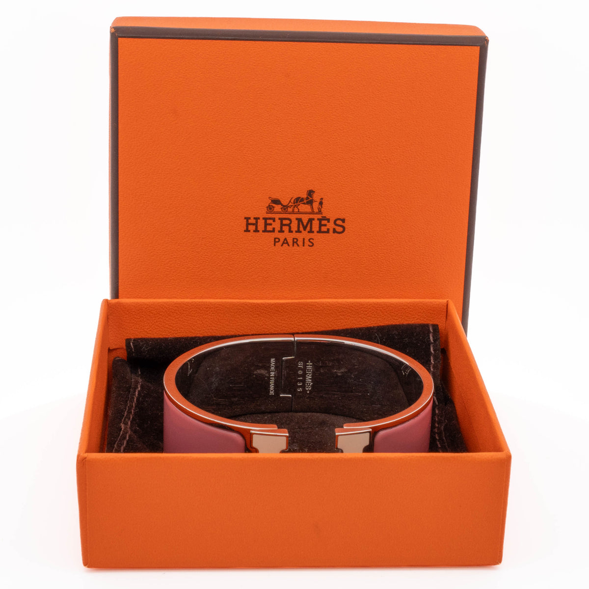 Hermes Clic Clac H Rose Velours Bracelet