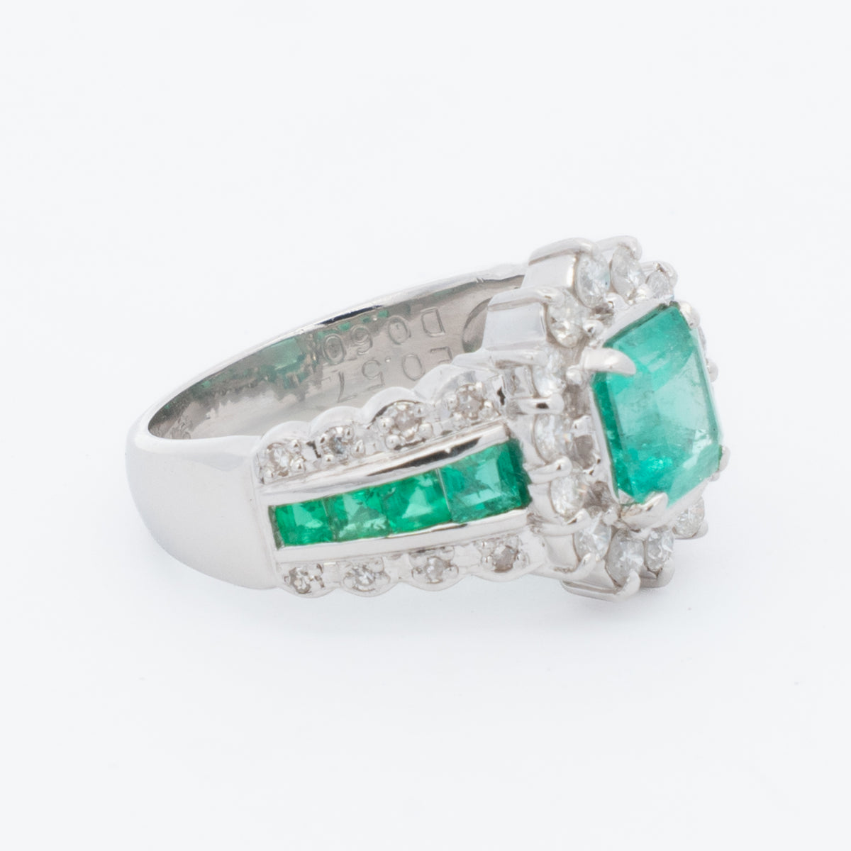 Platinum Colombian Emerald Diamond Cocktail Ring