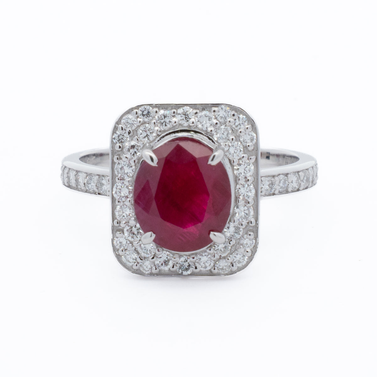 18ct White Gold Burmese Ruby Diamond Ring