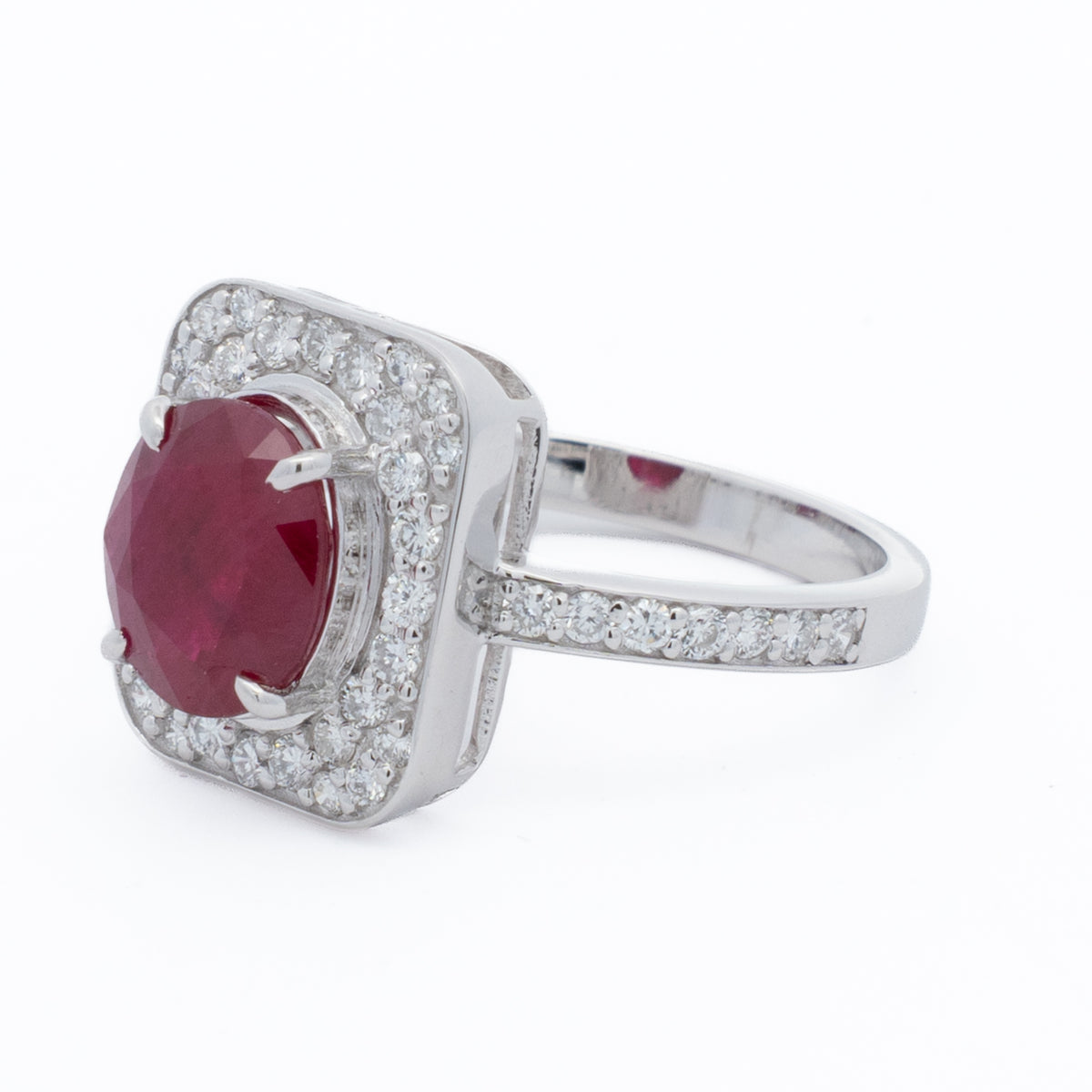 18ct White Gold Burmese Ruby Diamond Ring