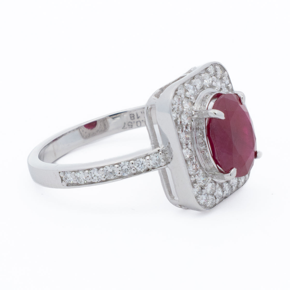 18ct White Gold Burmese Ruby Diamond Ring