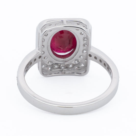 18ct White Gold Burmese Ruby Diamond Ring