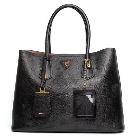 Prada Saffiano Lux Black Leather Tote