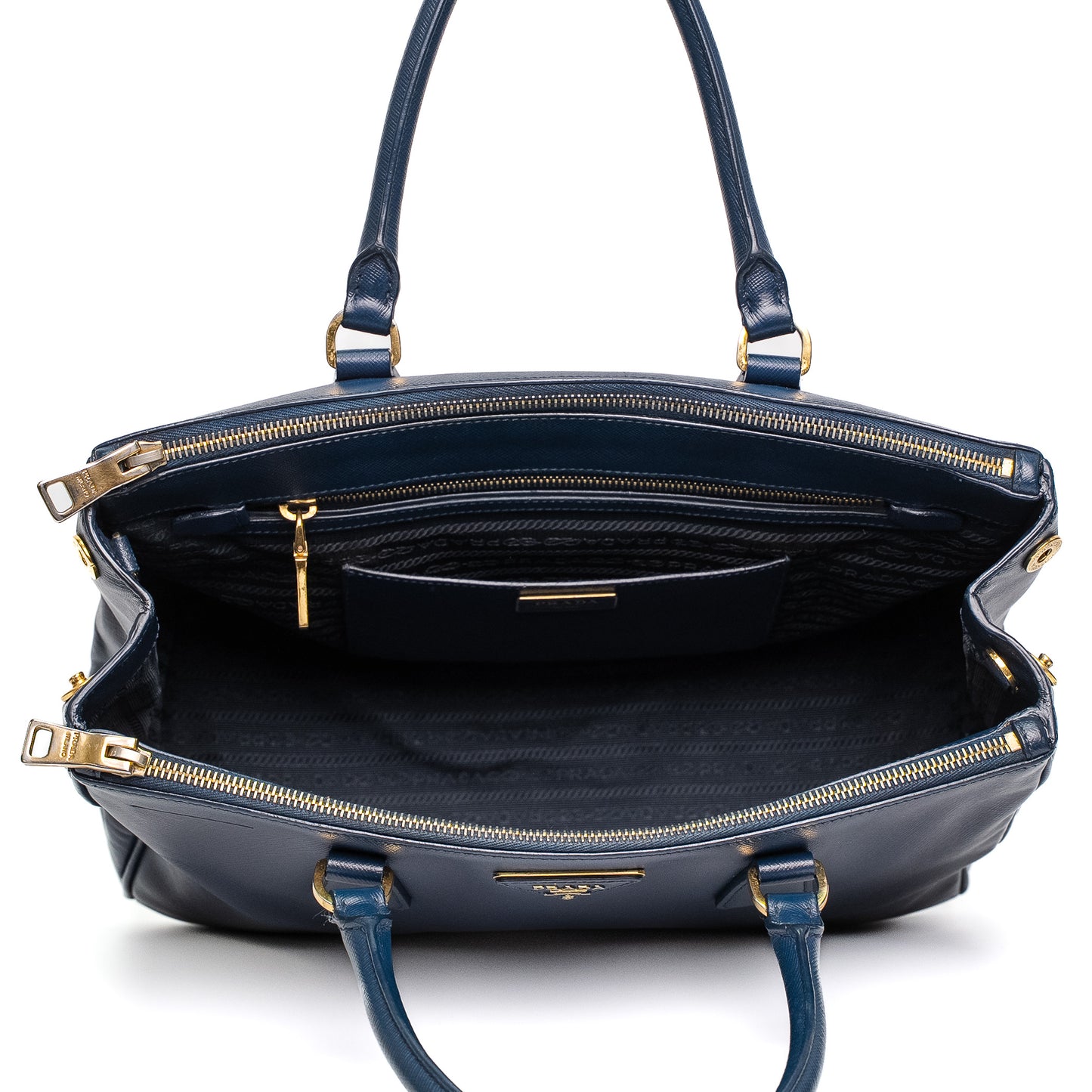 Prada Saffiano Blue Leather Tote Bag